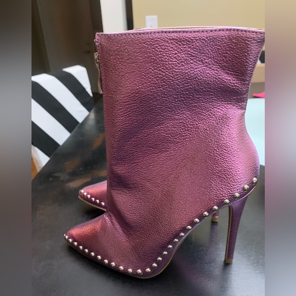 Wild Diva Pointy Toe Studded Booties - Picture 4 of 14